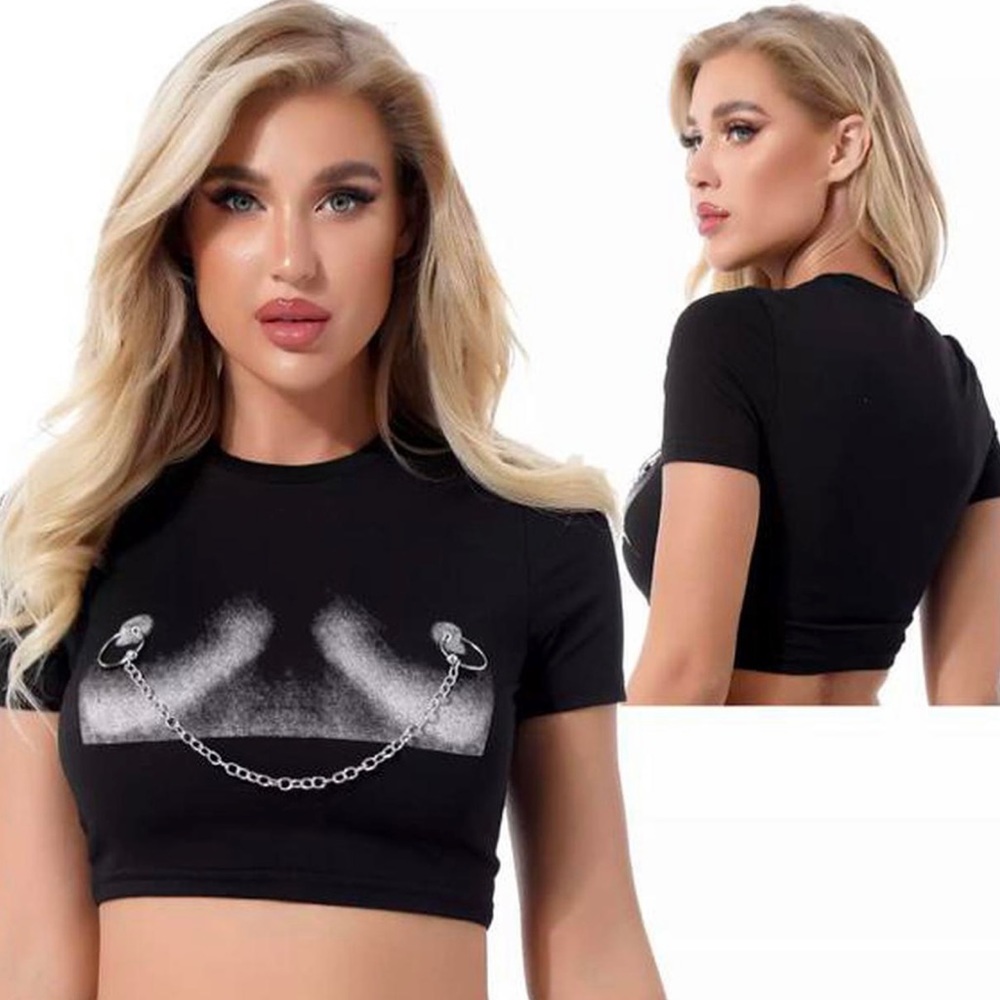 Nipple piercing crop top